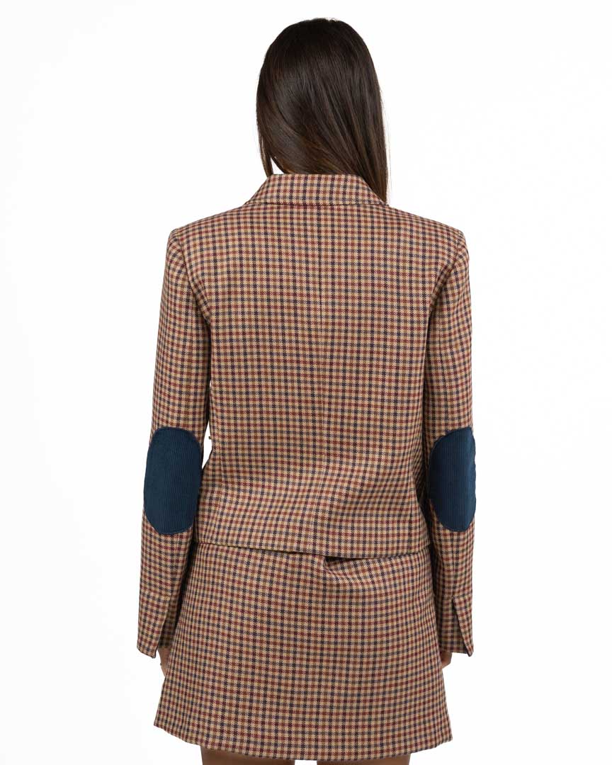 Blazer Corto Micro Check con Toppe - Pennyblack