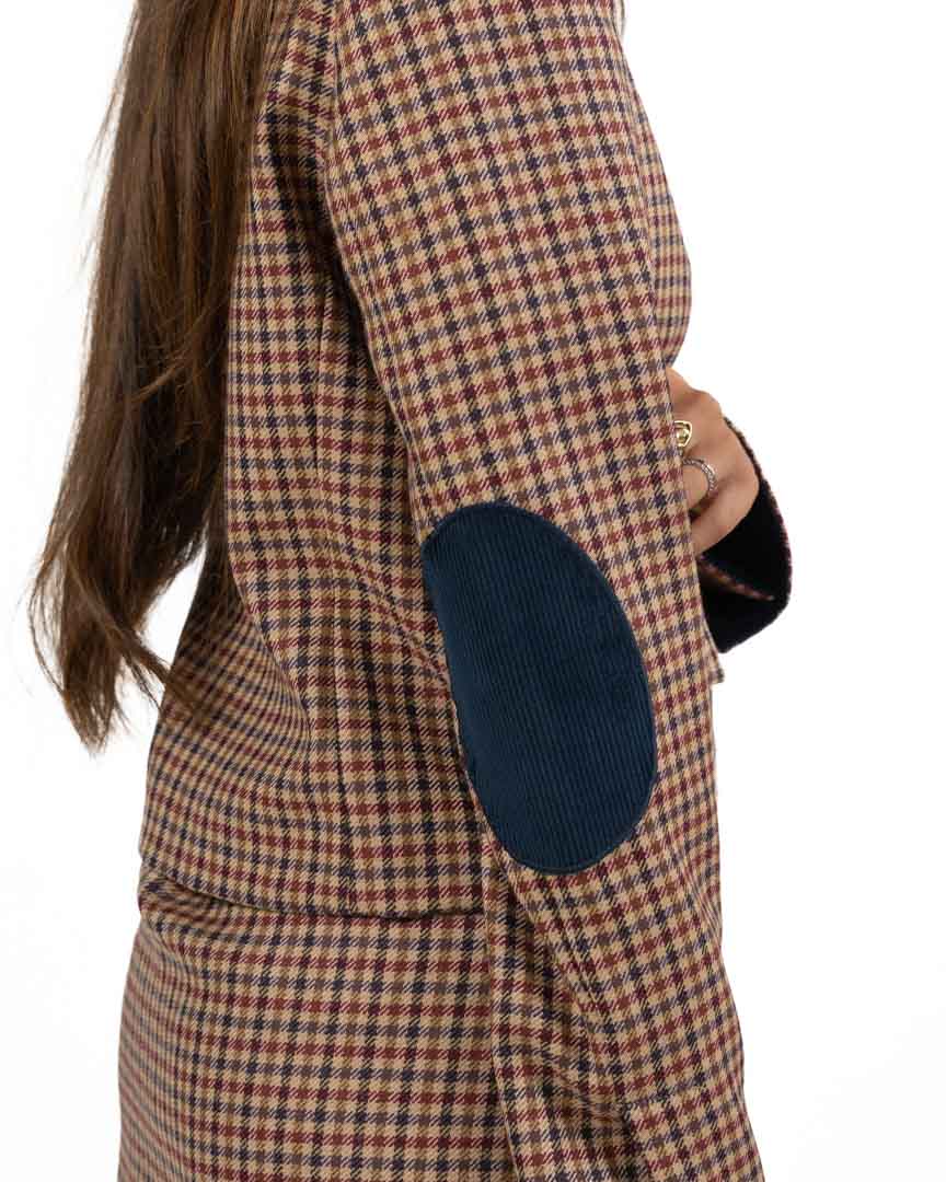 Blazer Corto Micro Check con Toppe - Pennyblack