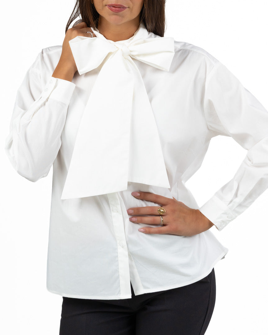 Camicia Bianca con Maxi Fiocco – Bianco Ottico - Gaudì