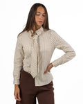 Camicia A Righe con Cravatta Incoordinata – Panna e Marrone - Gaudì