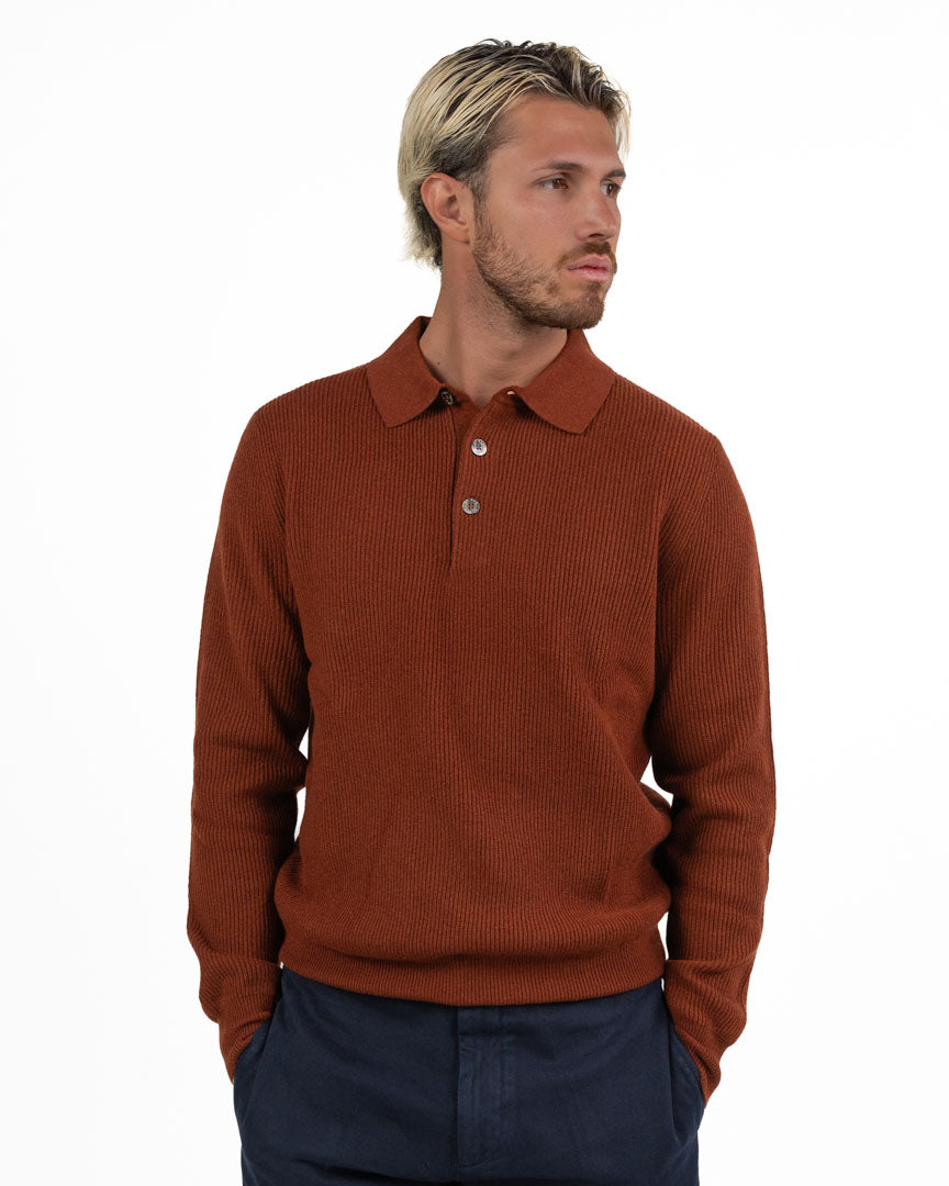 Maglione Polo a Costine Mattone - ATPCO