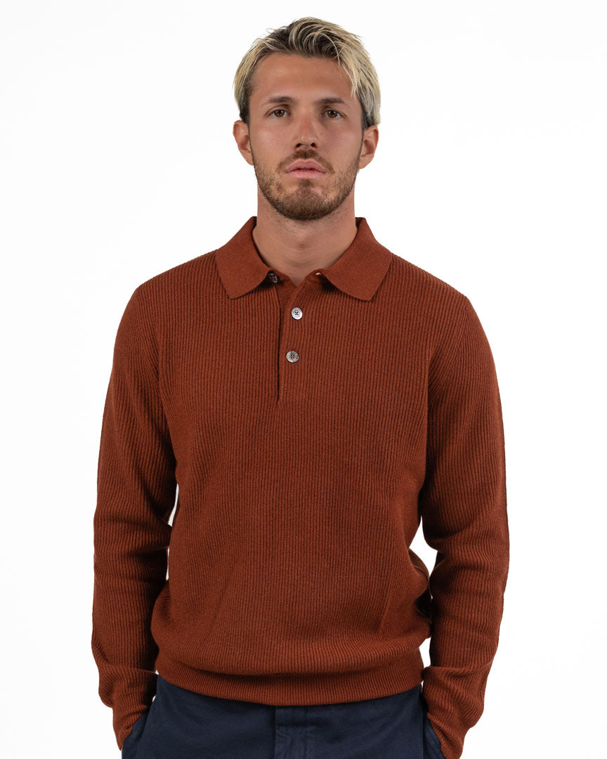 Maglione Polo a Costine Mattone - ATPCO