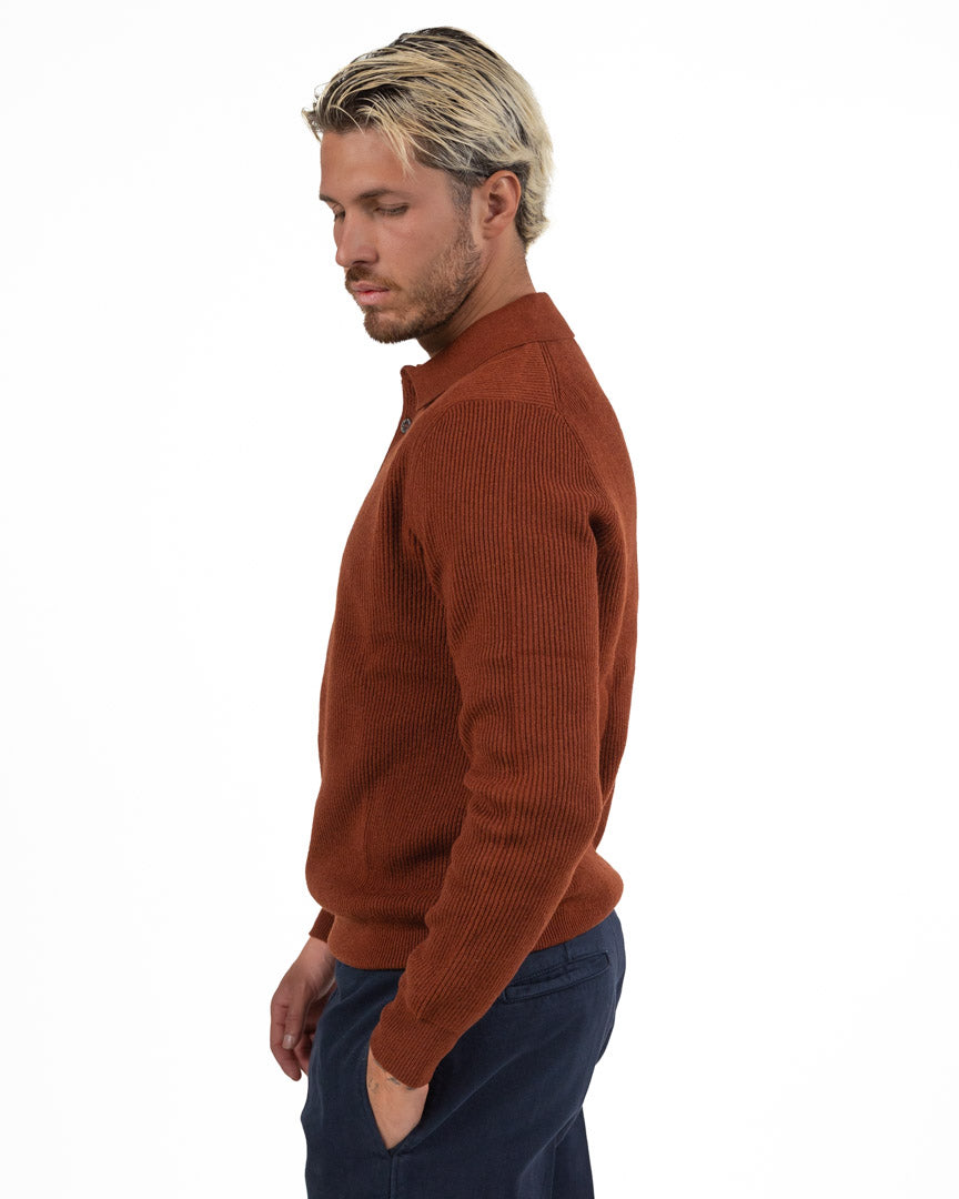 Maglione Polo a Costine Mattone - ATPCO