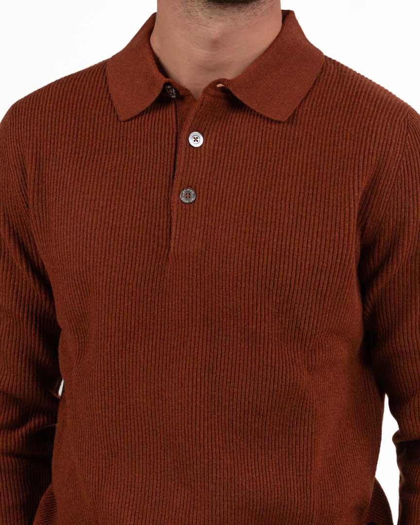 Maglione Polo a Costine Mattone - ATPCO