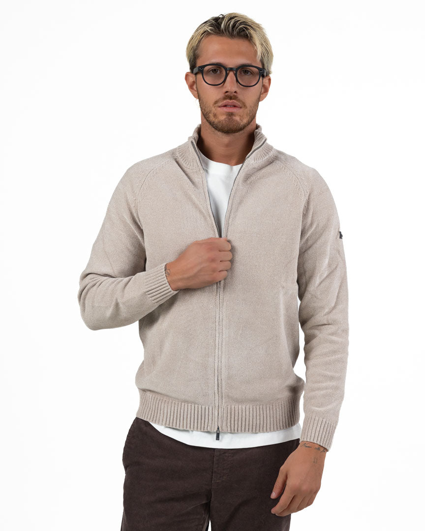 Cardigan Full Zip in Maglia – Beige - Unity