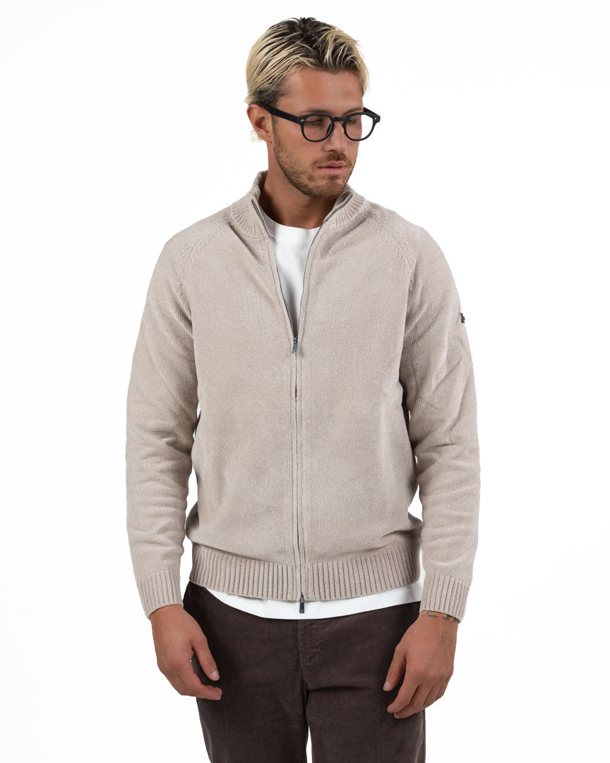 Cardigan Full Zip in Maglia – Beige - Unity