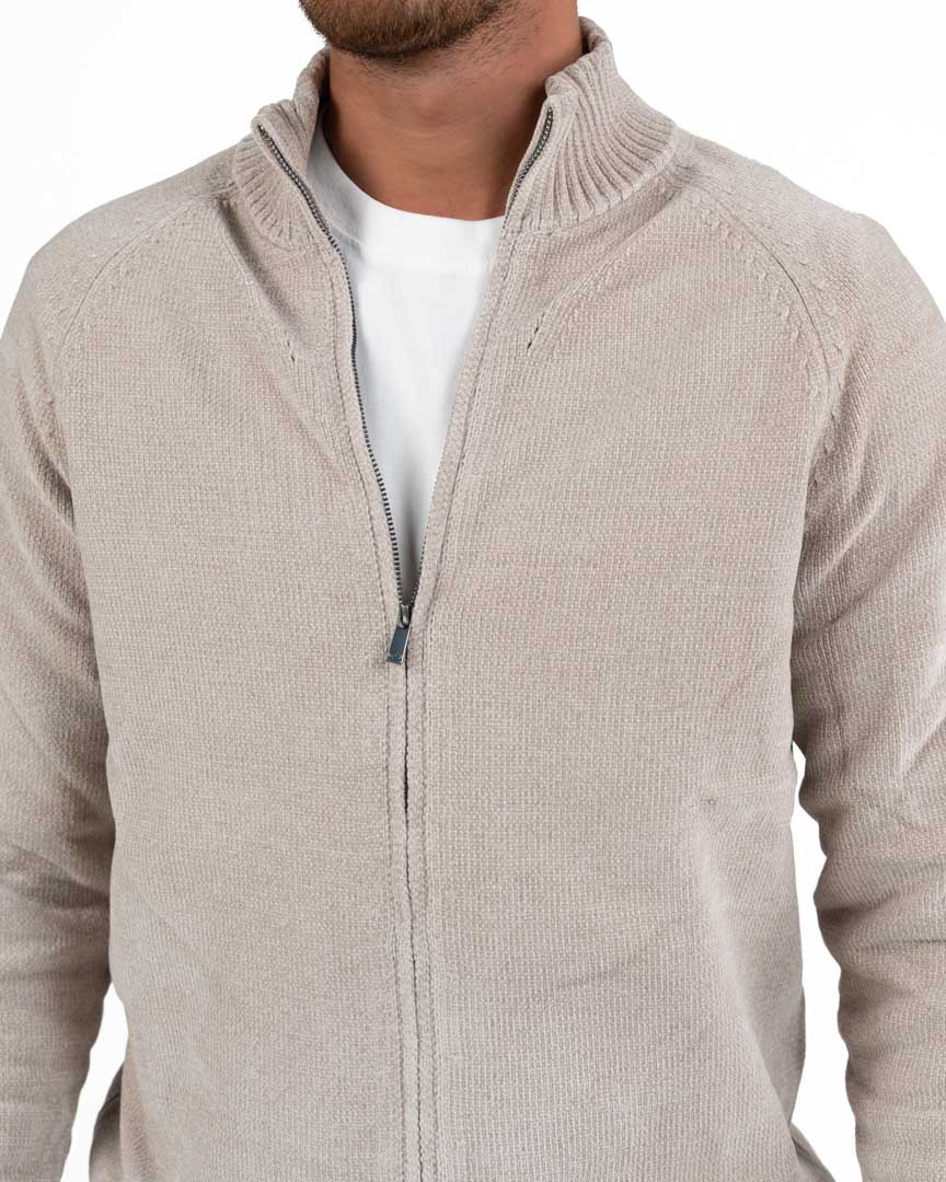 Cardigan Full Zip in Maglia – Beige - Unity