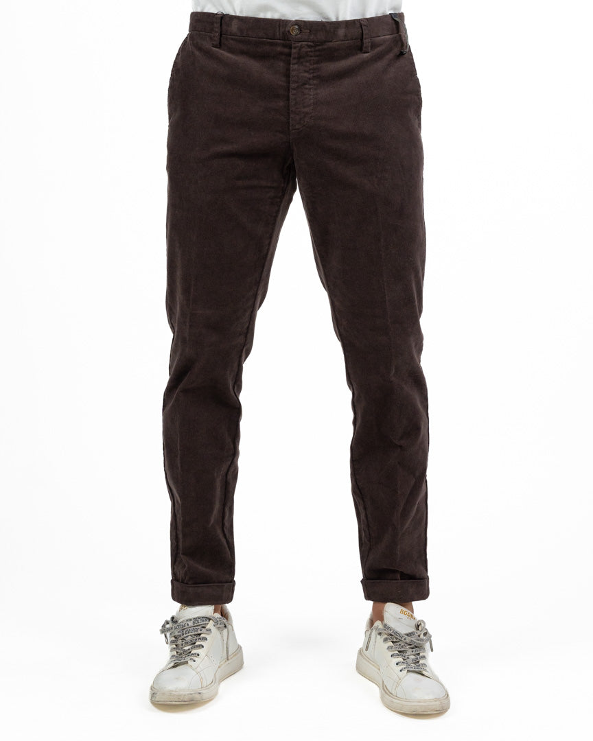 Pantaloni Chino in Velluto Costa Fine – Marrone Testa di Moro - At.p.co