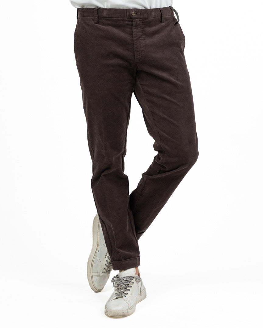 Pantaloni Chino in Velluto Costa Fine – Marrone Testa di Moro - At.p.co