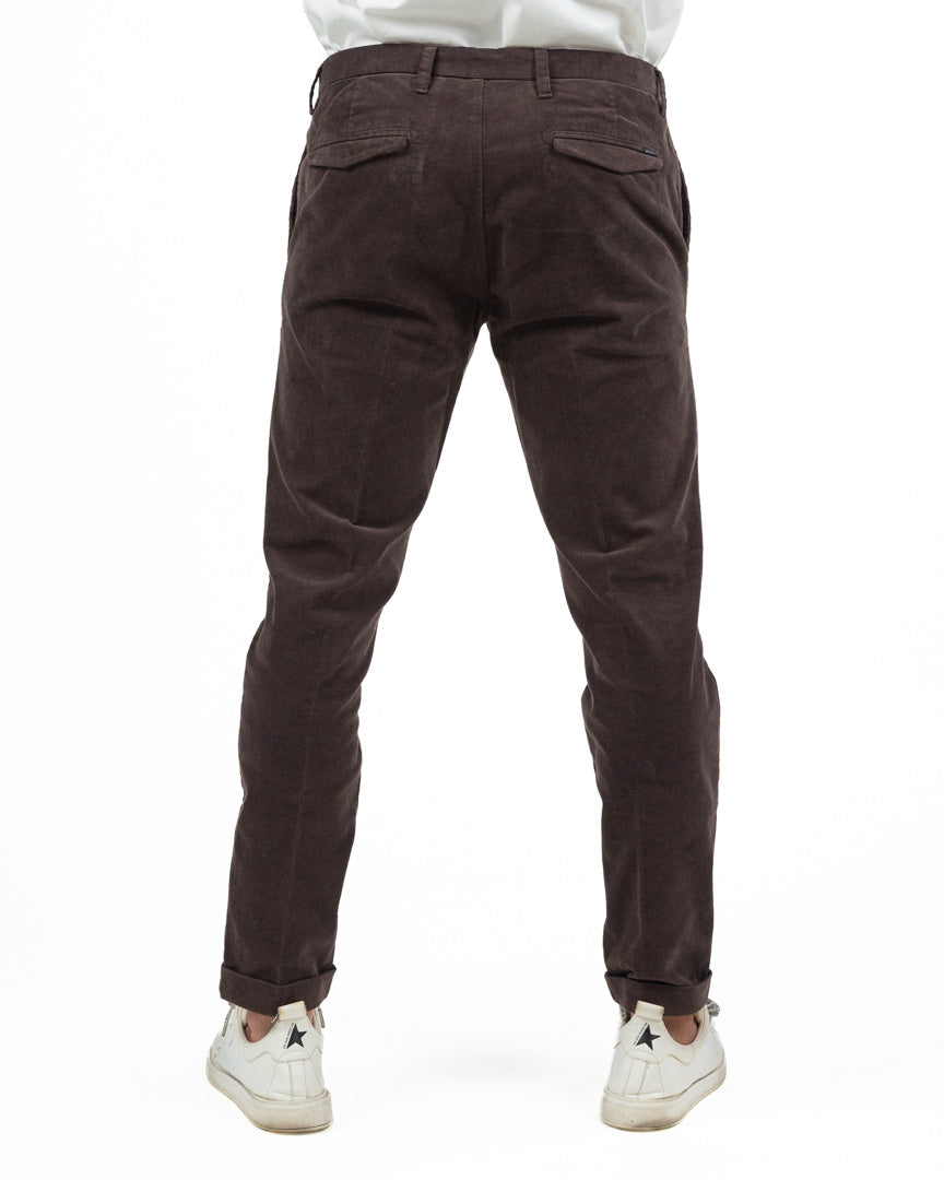 Pantaloni Chino in Velluto Costa Fine – Marrone Testa di Moro - At.p.co