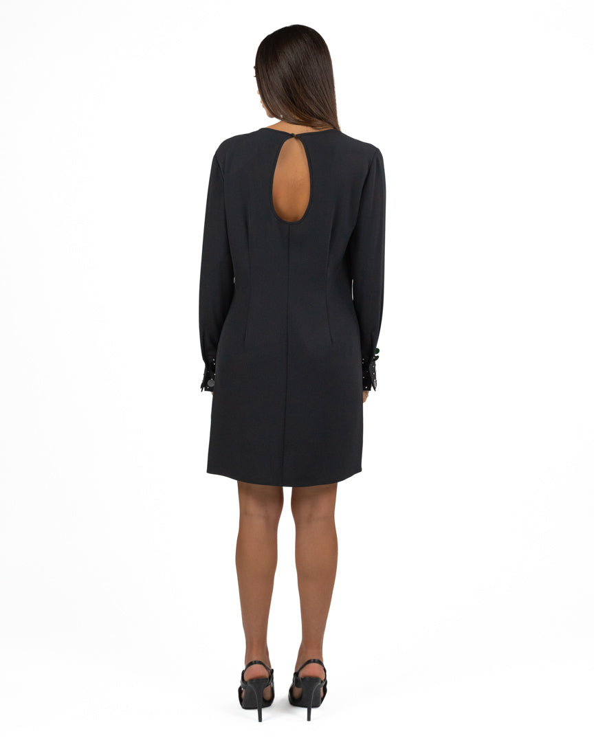 Abito Corto Nero con Polsini Gioiello - Pennyblack