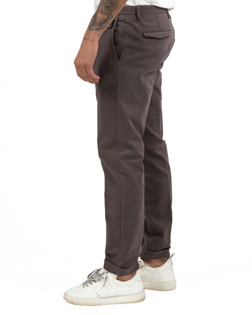 Pantaloni Chino Slim Fit in Cotone Elasticizzato – Marrone Testa di Moro - At.p.co