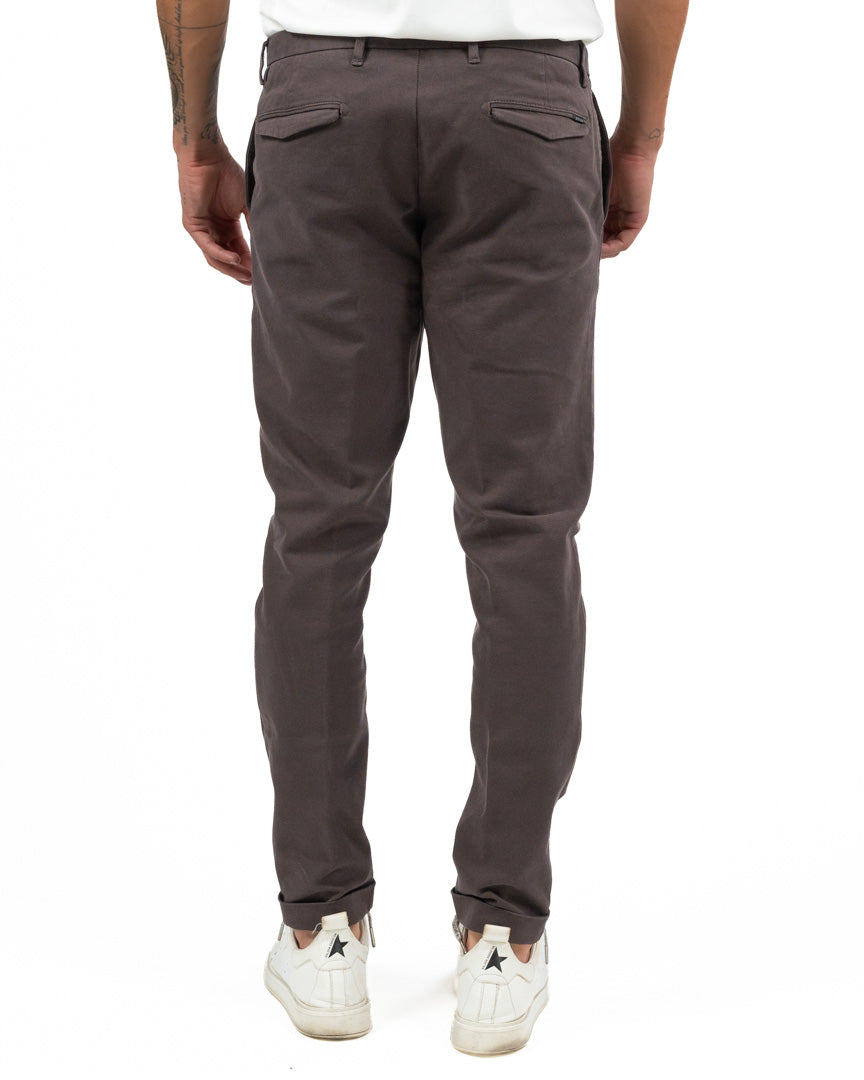Pantaloni Chino Slim Fit in Cotone Elasticizzato – Marrone Testa di Moro - At.p.co