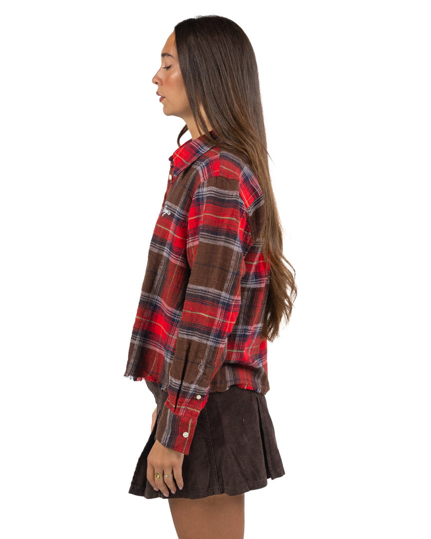 Camicia Crop In Flanella Tartan Patchwork - Roy Roger's