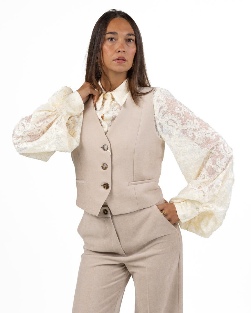 Gilet Sartoriale Strutturato – Beige - Emme Marella
