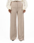 Pantalone Sartoriale Wide Leg con Piega Stirata – Beige - Emme Marella