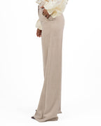 Pantalone Sartoriale Wide Leg con Piega Stirata – Beige - Emme Marella