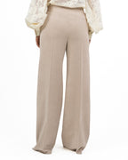 Pantalone Sartoriale Wide Leg con Piega Stirata – Beige - Emme Marella