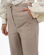 Pantalone Sartoriale Wide Leg con Piega Stirata – Beige - Emme Marella