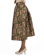 Gonna a Ruota Midi in Broccato Floreale Jacquard - Souvenir