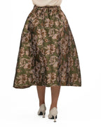 Gonna a Ruota Midi in Broccato Floreale Jacquard - Souvenir