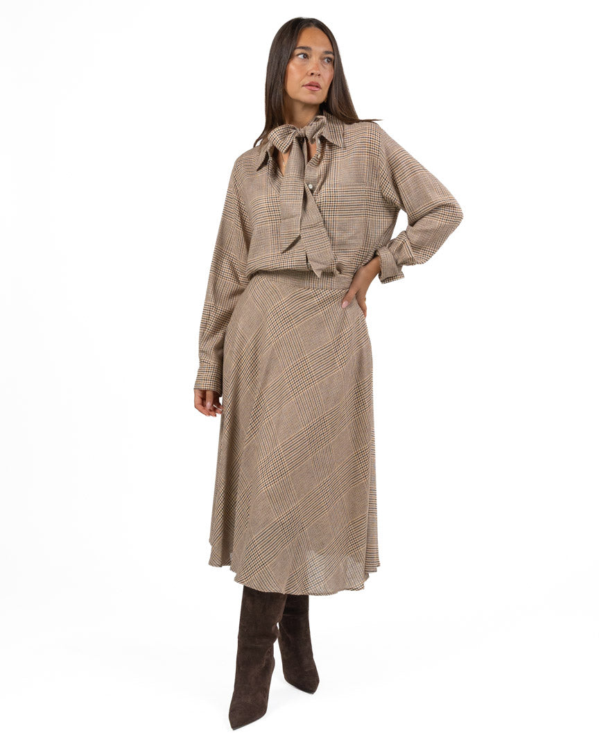 Camicia Fantasia Micro Check con Fiocco - Marella