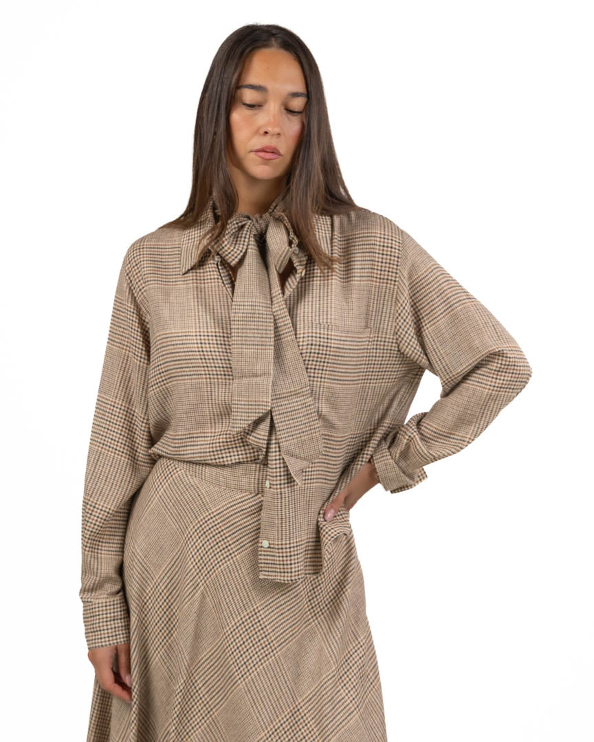 Camicia Fantasia Micro Check con Fiocco - Marella