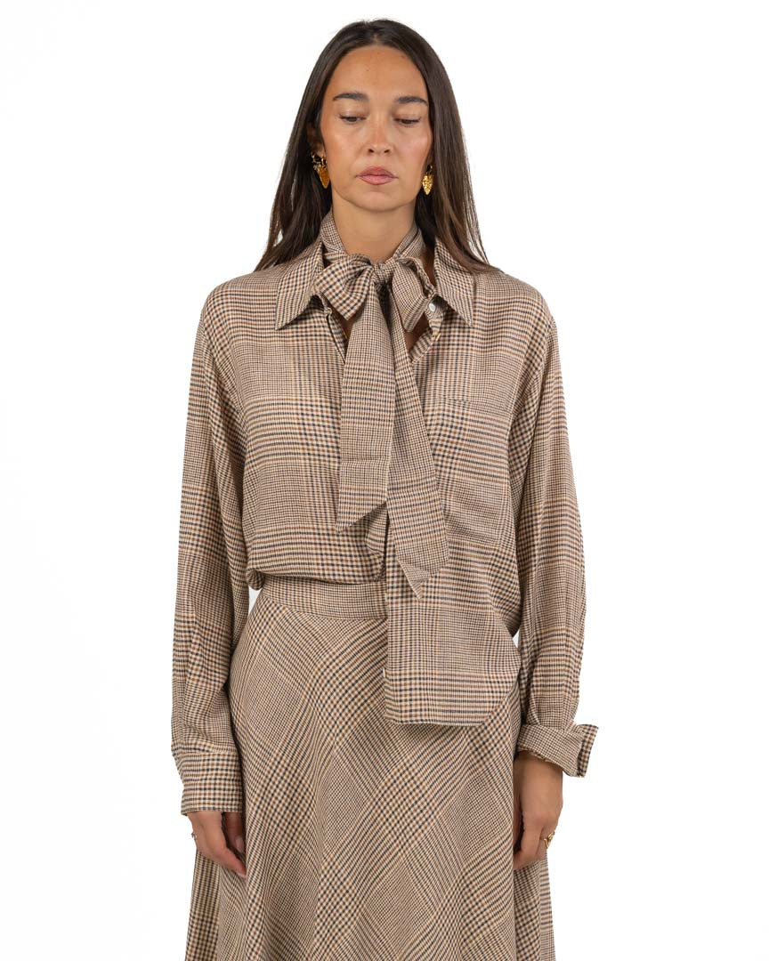 Camicia Fantasia Micro Check con Fiocco - Marella