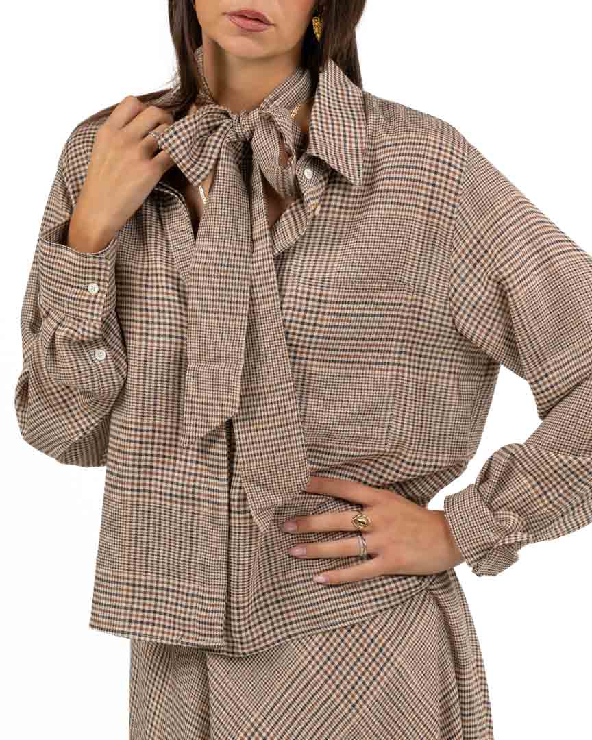Camicia Fantasia Micro Check con Fiocco - Marella
