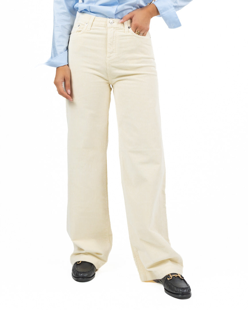 Pantaloni Flare In Velluto A Coste Panna - Roy Roger's