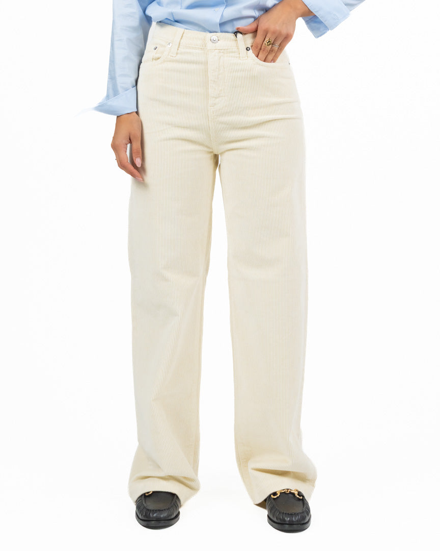 Pantaloni Flare In Velluto A Coste Panna - Roy Roger's
