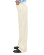 Pantaloni Flare In Velluto A Coste Panna - Roy Roger's
