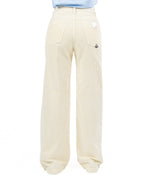 Pantaloni Flare In Velluto A Coste Panna - Roy Roger's
