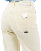 Pantaloni Flare In Velluto A Coste Panna - Roy Roger's