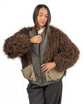 Giubbotto Bomber Hybrid in Eco-Pelliccia Curling - Souvenir