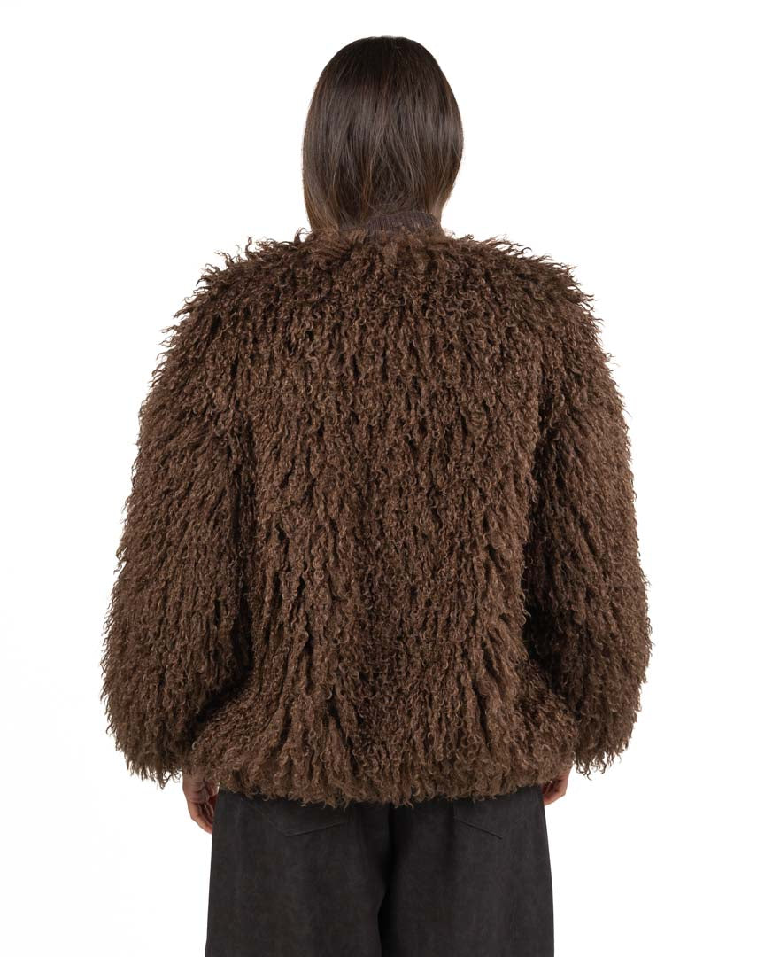 Giubbotto Bomber Hybrid in Eco-Pelliccia Curling - Souvenir