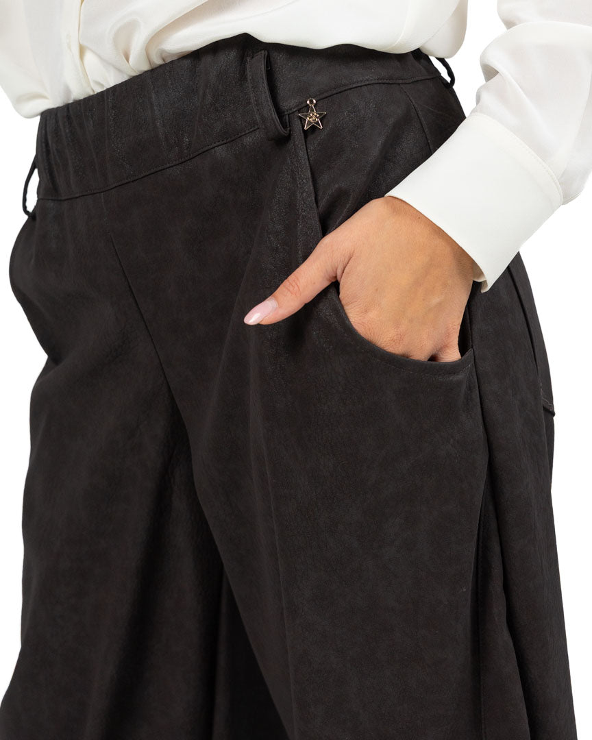 Pantalone Wide-Leg / Balloon Effecto Suede - Souvenir