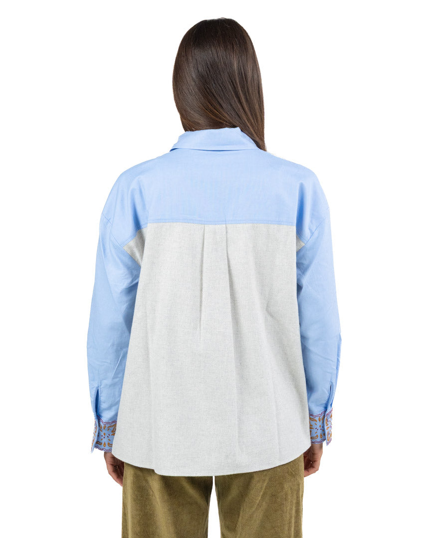 Camicia Poplin Hybrid e Ricamata - Pennyblack