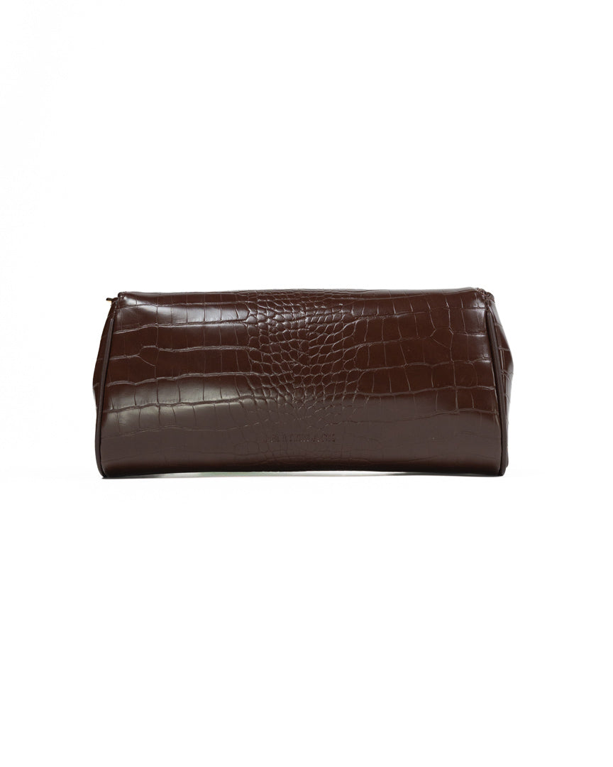 Borsa a Spalla con Stampa Croco – Marrone Cioccolato - Penny Black