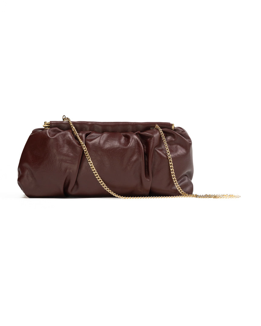 Borsa Clutch Morbida con Tracolla a Catena – Bordeaux - Emme Marella