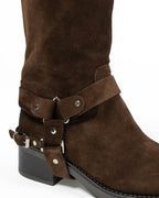Stivali Biker / Harness Boots in Pelle Scamosciata – Marrone Cioccolato - Ovyè