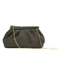 Borsa Clutch Morbida Intrecciata con Tracolla a Catena – Verde Militare / Salvia Scuro- Emme Marella
