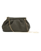 Borsa Clutch Morbida Intrecciata con Tracolla a Catena – Verde Militare / Salvia Scuro- Emme Marella