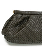 Borsa Clutch Morbida Intrecciata con Tracolla a Catena – Verde Militare / Salvia Scuro- Emme Marella