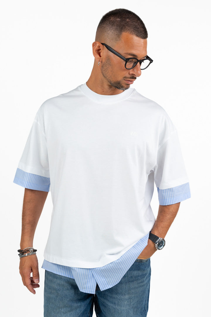 T-Shirt 2-in-1 Bianca con Inserti Effetto Camicia – I'M BRIAN