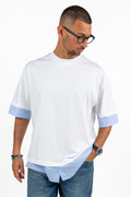 T-Shirt 2-in-1 Bianca con Inserti Effetto Camicia – I'M BRIAN