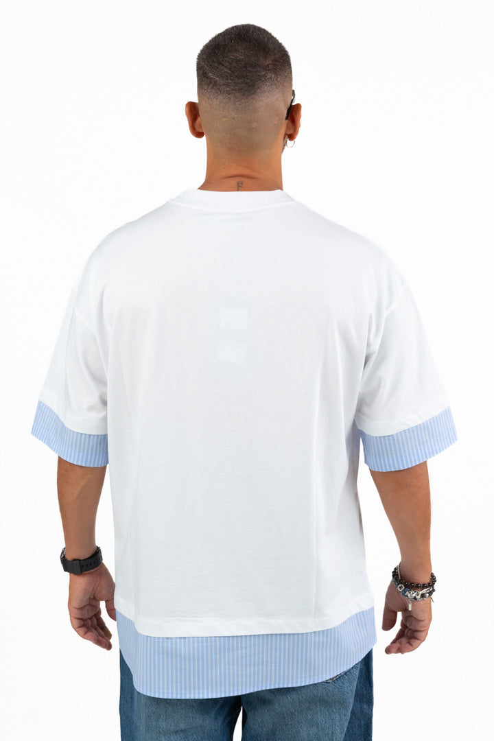 T-Shirt 2-in-1 Bianca con Inserti Effetto Camicia – I'M BRIAN