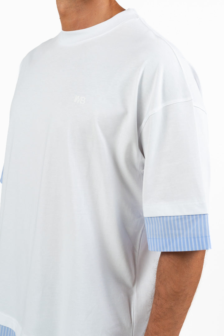T-Shirt 2-in-1 Bianca con Inserti Effetto Camicia – I'M BRIAN