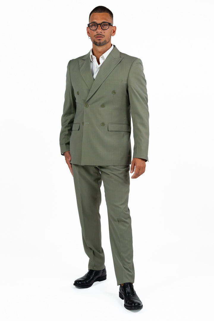 Completo Doppiopetto Gessato Verde Salvia - Berti Mode Collection