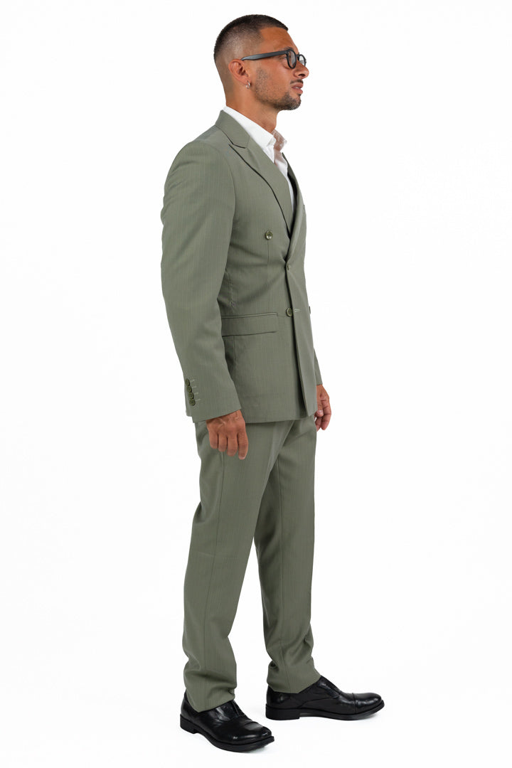Completo Doppiopetto Gessato Verde Salvia - Berti Mode Collection